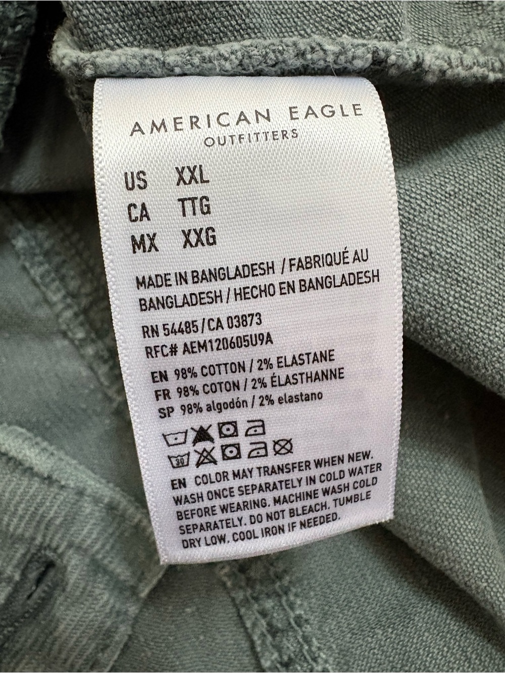 American Eagle NWT Slate Blue Corduroy Trucker Jacket – Size XXL - Picture 7 of 7